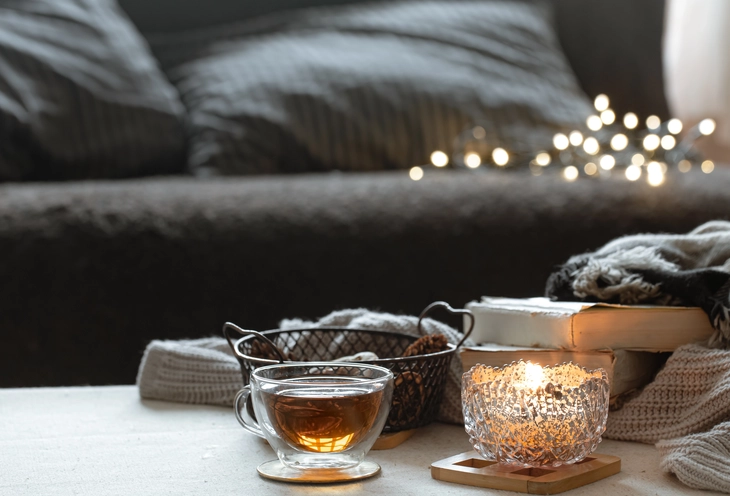 Hygge with a couch and a candle